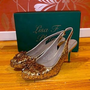 Donald J. Pliner Gold Sparkly Heels. Worn Once.